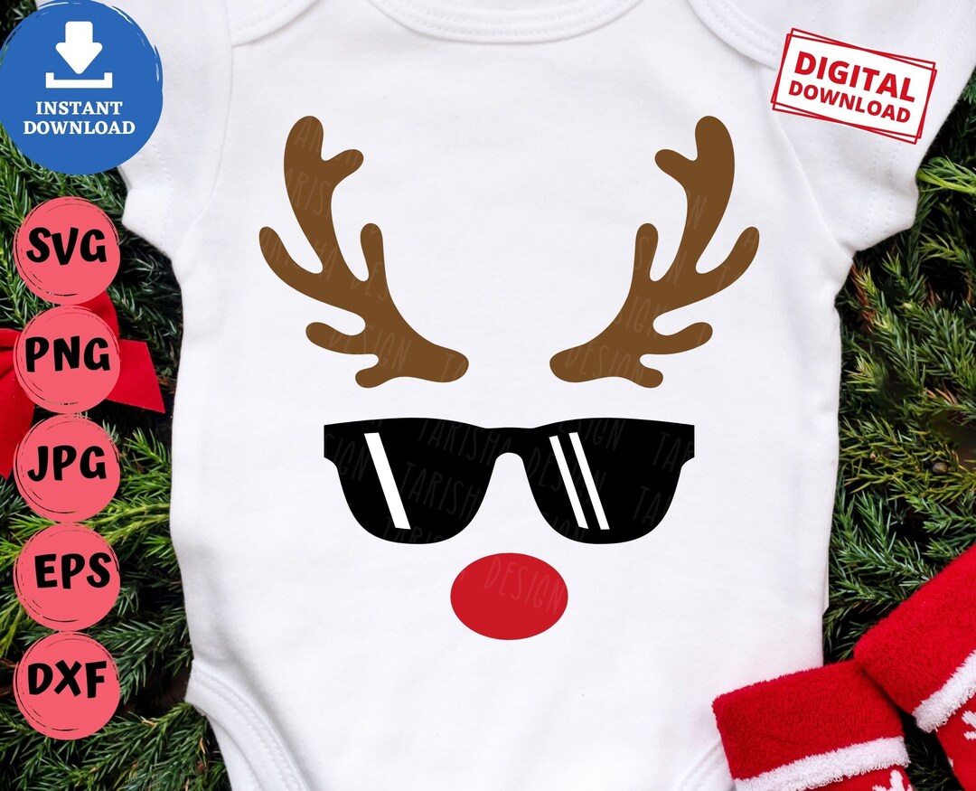 Reindeer With Sunglasses Svg, Reindeer Sunglasses Svg, Boy Christmas ...