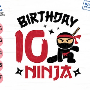 10 Geburtstag Ninjas, 10 Ninja Boys, Ninja Birthday Party SVG, Geburtstag Ninja Boys, 10