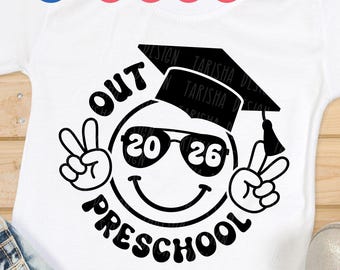 Preschool Out 2026 SVG, Kids Graduation Last Day of School, Funny Groovy Retro Png