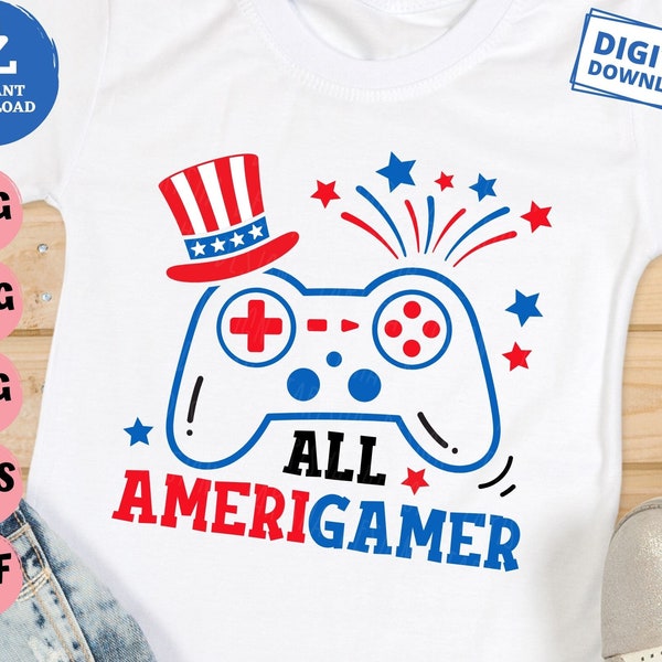 All Amerigamer Svg, 4th Of July Video Game Svg, American Video Game Svg, All American Boy Svg, Independence Gamer Svg, Gamer Boy Shirt Svg