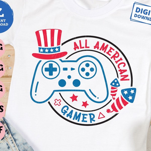 All American Gamer Svg, 4th Of July Video Game Svg, American Video Game Svg, All American Boy Svg, Independence Gamer Svg