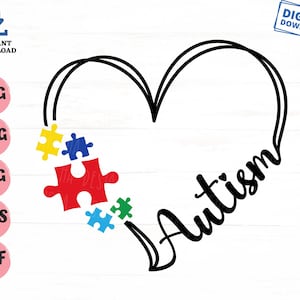 Autism Awareness Heart Svg, Autism Heart Svg, Autism Awareness Day Svg, Heart with Puzzle Piece, Autistic Svg, Puzzle Awareness Svg