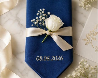 Personalized fabric napkins for baptism or communion | Embroidered table decoration with name & date | Elegant baptism napkin 51 x 51 cm | Wedding