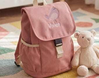 Personalized children's backpack with embroidered name for girls, kindergarten backpack with animal motif, nursery backpack for toddlers, gift for christening, 1st, 2nd, or 3rd birthday