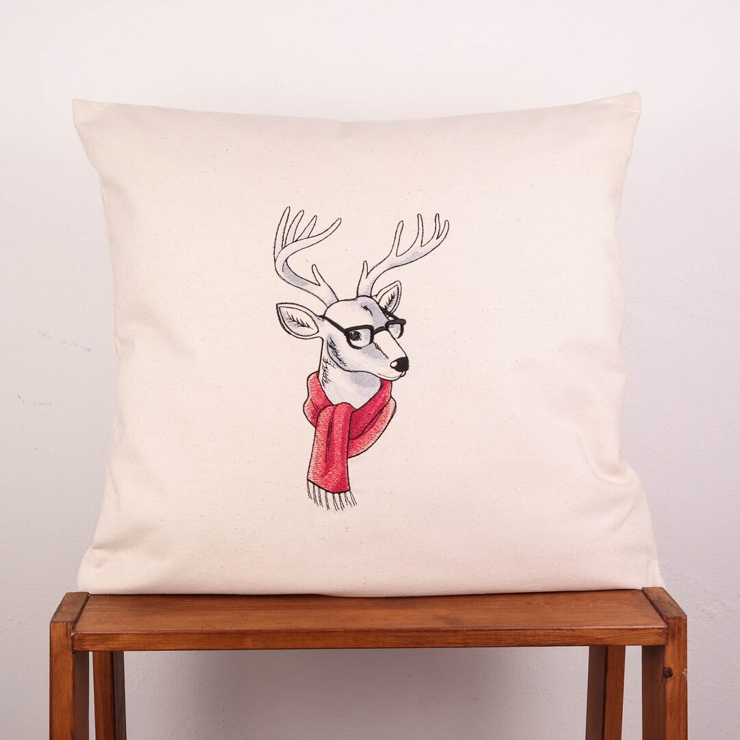 Deer With Scarf Pillowcase 40 X 40 Cm 100 Cotton 305 Etsy