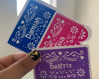Custom name papel picado waterproof sticker,mexican stickers,hispanic stickers,waterproof stickers,custom name, name stickers,laptop sticker