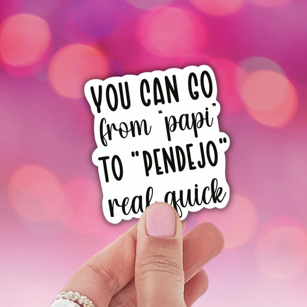 you can go from papi to pendejo funny latinx sticker, spanish stickers, mexican phrase, vinyl stickers, laptop decals, gifts under 10