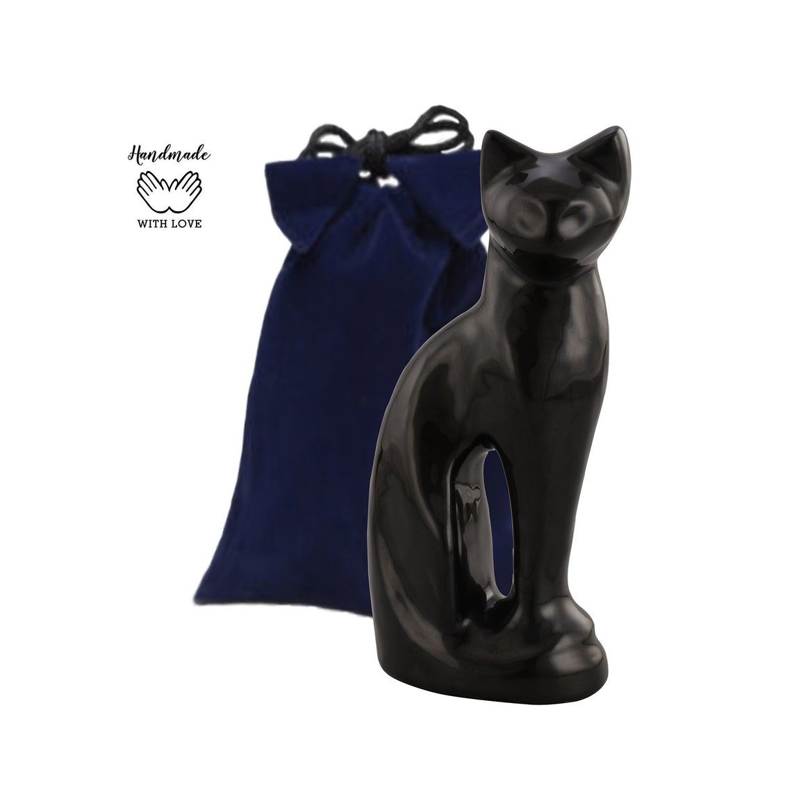 Handcrafted Midnight Black Cat Urn for Ashes Sitting Cat Urn Etsy