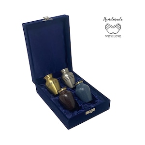 Solid Brass Classic Keepsakes Urns Set of 4 Assorted, Token Urns, Miniature Urns for Ashes - Sharing Urns - Mini Jars