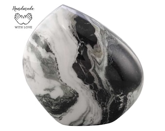 White Marble Finish Cremation Urn – Metal Rock Design, Adult Size