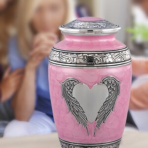 Pink Angle Wing Cremation Urns for Human Ashes, Cremation Urns for Adults Keepsakes Urn Urns for Humans & Burial Urns for Ashes