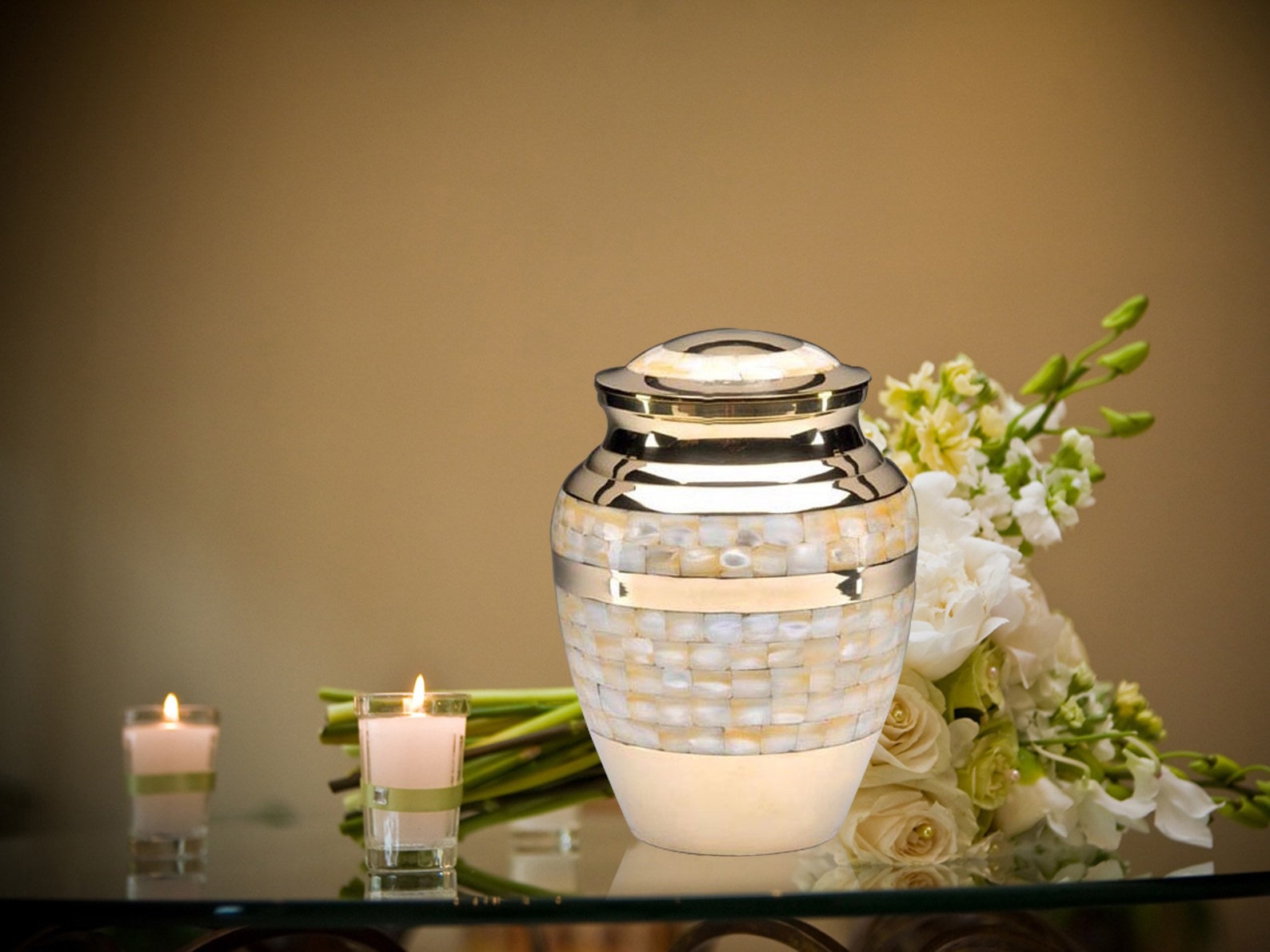 Mother of Pearl Cremation Urn for Human Ashes Solid Brass Etsy