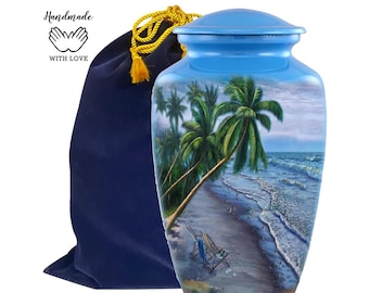 Paradise Beach Cremation Urn – Tropical Ocean Tides, Alloy Funeral Urn