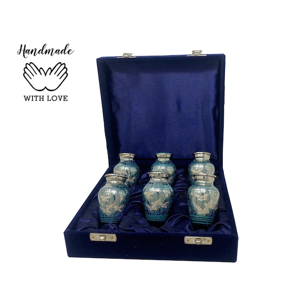 Flying Birds Small Keepsake Urns For Human Ashes - Returning Home Set of 6 Miniature Urns - Going Home Beautiful Token Urns