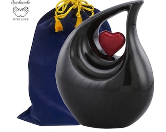 Teardrop Urn, Black Cremation Urn, Unique Design Cremation Urn for Human Ashes, Black Teardrop Urn, Adult Memorial Urn for your Loved Ones