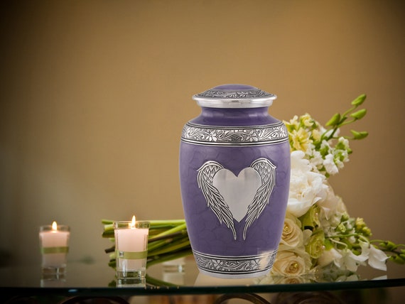 Wings - Handmade Cremation Urn for Ashes, color Violet, Large