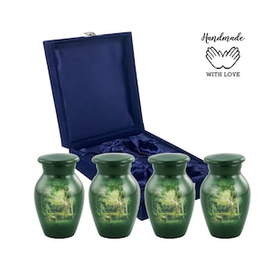 Dear Keepsake Urns - Set of 4 Mini Deer Urn for Ashes - Buck Keepsake Urn - Gone Hunting Mini Urn - Deer Sharing Memorial urn for Ashes