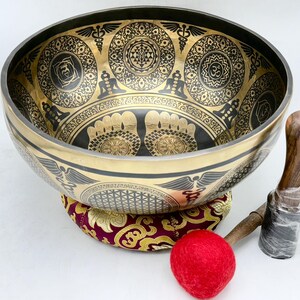 15 inches to 24 inches standing foot therapy bowl- Adorned with standing foot flower of life with various auspicious symbols-Premium quality