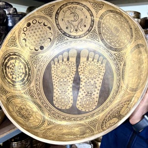Extra Large Handmade Standing feet Therapy Tibetan Singing Bowl- Made in Nepal- Available in various sizes-Fancy design-Premium quality bowl