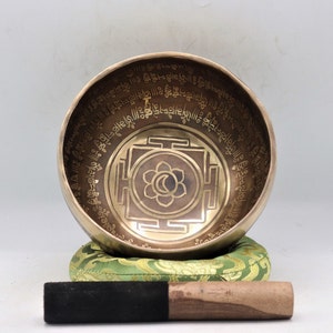15% OFF!!!  6 inch Mantra carved Tibetan singing bowl, Handmade singing bowl for meditation, sound therapy - Chakra balancing