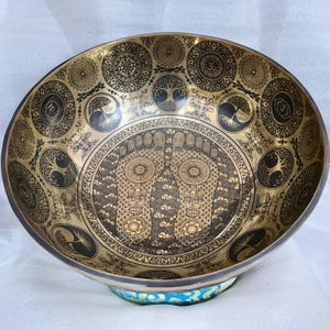 22 inches standing feet therapy large singing bowl- Perfect sound healing bowl- Made in Nepal-Fancy Design-Perfect size