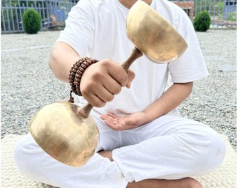Handgemaakte Nepalese klankschalen met dubbele uiteinden voor chakrahealing, meditatie, spirituele wellness en ontspanning