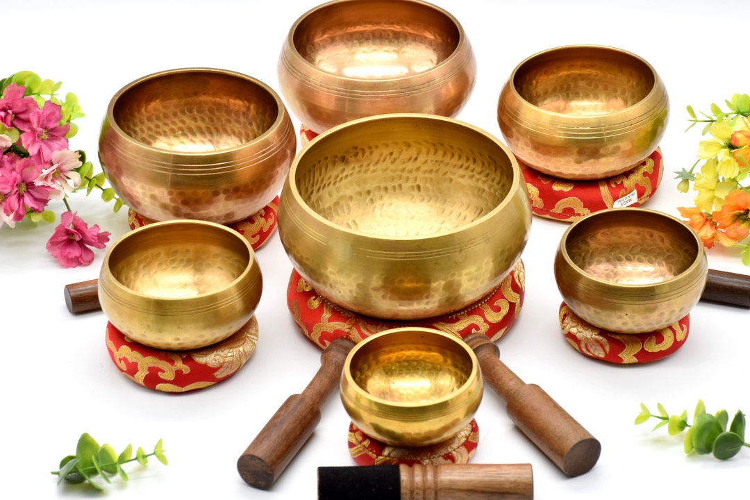 Hand Hammered Singing Bowl Set of Seven Tibetan Singing Bowl Etsy