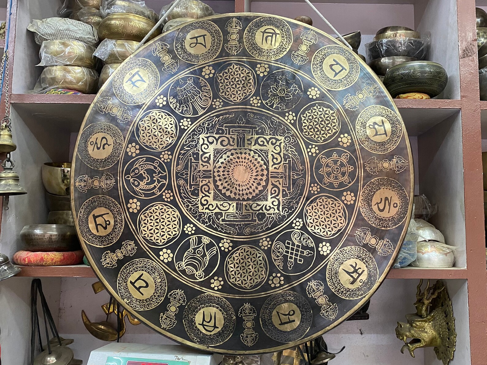 Unique and Extra Large Handcarved Gong Bell Large Gong Bell Etsy