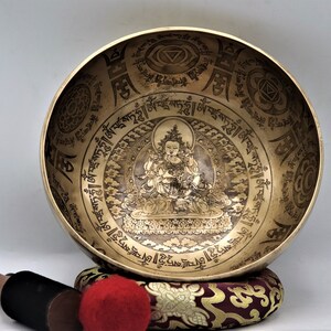 Handmade 10 inch Mantra singing bowl - Himalayan bowl for meditation, sound therapy, anxiety relief - home & living