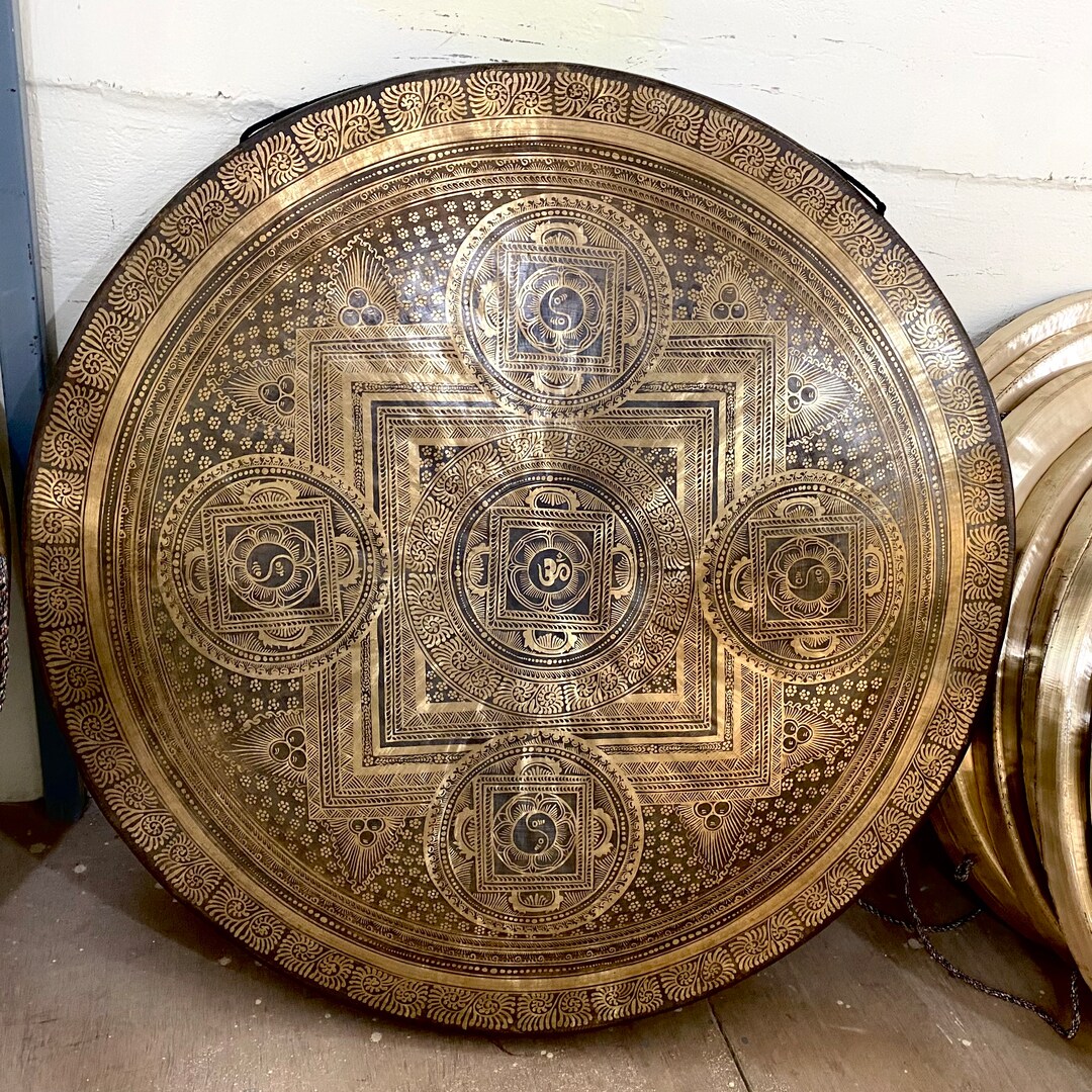 Tibetan Mantra Carving 50 Cm 100 Cm Large Gong From Nepal-extra Large ...