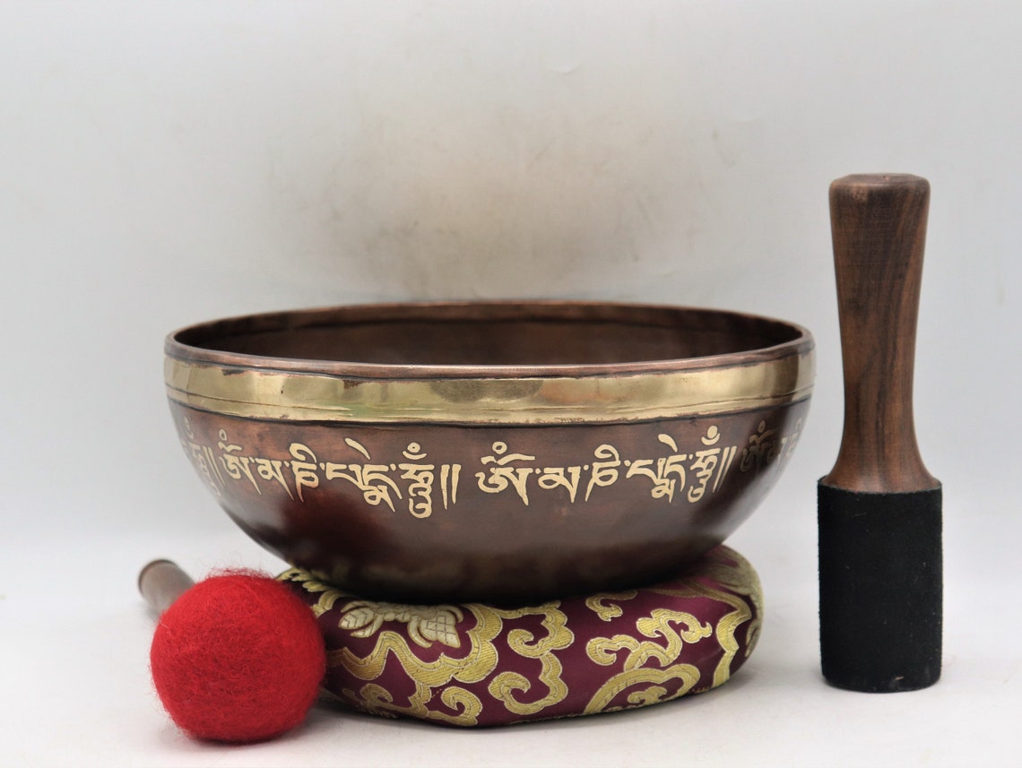 9 Inch Singing Bowl With Gold Carvings Handmade Singing Bowl Etsy UK