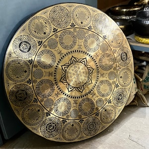 50cm-100cm Handmade Tibetan Gong-Adorned with seven chakra symbol with different auspicious symbols- Fancy-Best sound quality-beautiful gong