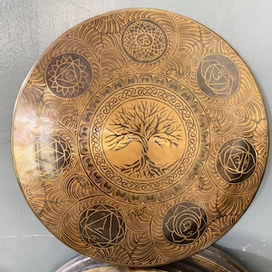 35cm to 100cm Tree of life Tibetan Gong Bell- Available in smaller to larger sizes- Purely Handcrafted- Best Sound healing product-