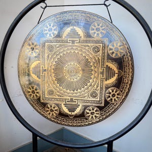 35cm to 100cm Mandala design Tibetan Gong-Made in Nepal-Deep Resonating sound quality-Available in smaller to larger sizes-Best for Healing