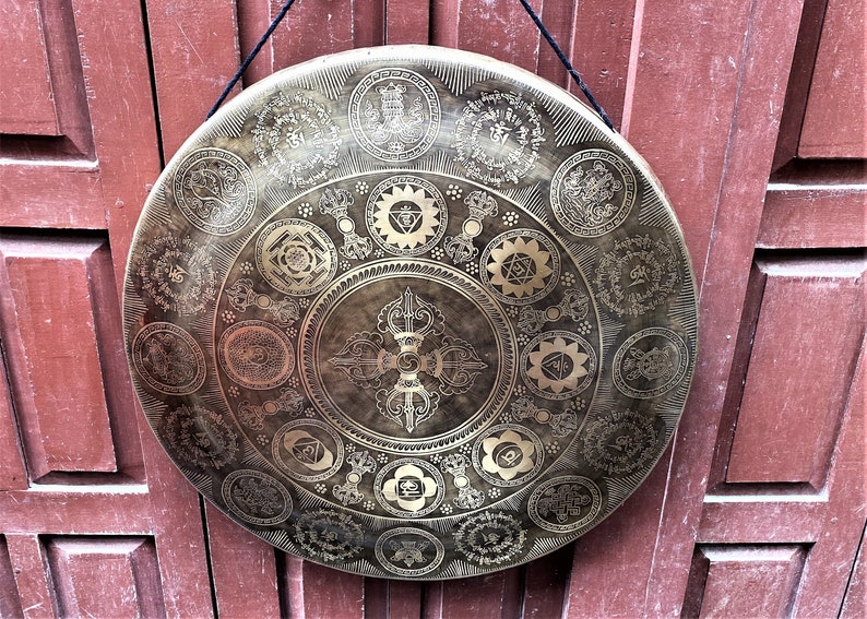 Bald Day Offerextra Large Tibetan Handcarved Gong Bell, Large Hand