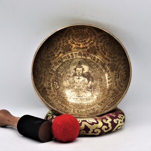 Handmade 9 inch Mantra singing bowl - Himalayan bowl for meditation, sound therapy, anxiety relief - home & living