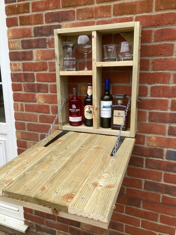 Wine and Gin. Ideal For Beer Wooden Hot tub Wall Hung Bar