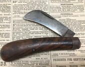 Vintage Folding Ulster Knife Company Hawkbill Rosewood Handled Pruning, Farming, or Grafting Knife