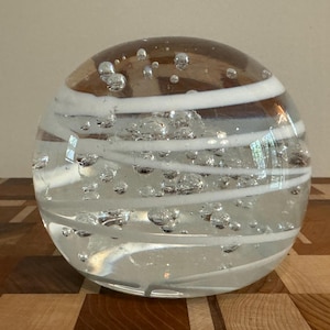 Vintage Large Controlled Bubble Art Glass Paperweight