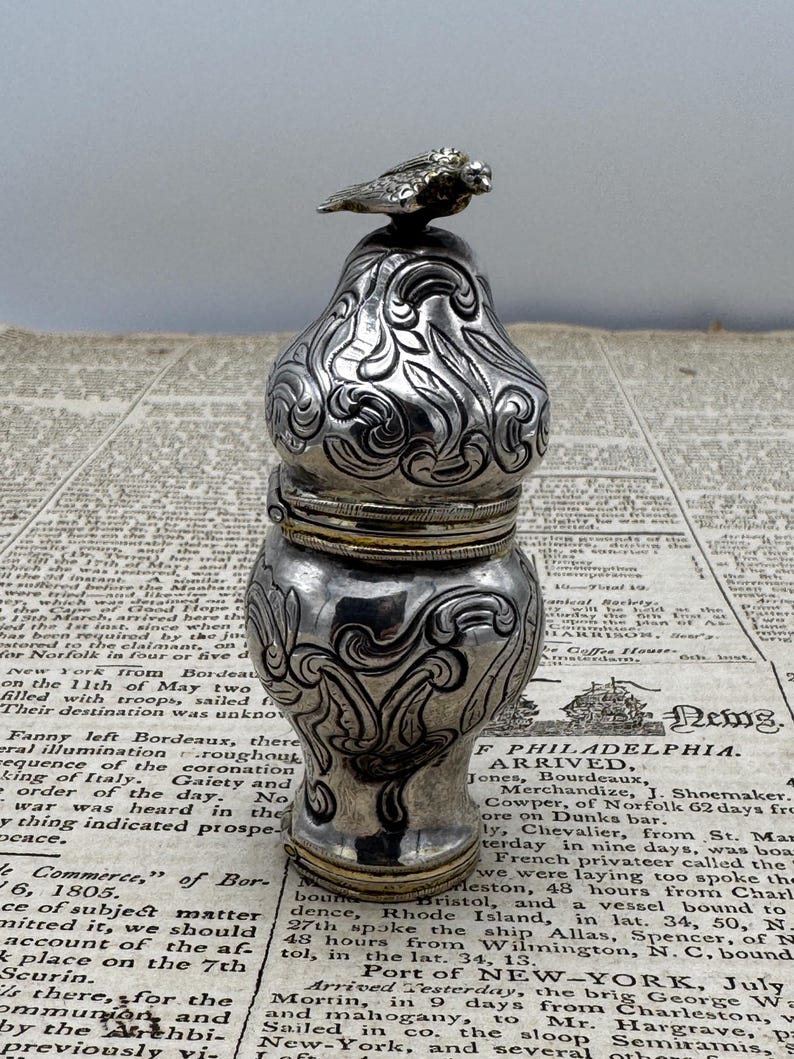 18th Century Danish Silver Vinaigrette Spice Box Rococo Bird Finial Etsy 18th-century-danish-silver-vinaigrette-spice-box-rococo-bird-finial-etsy