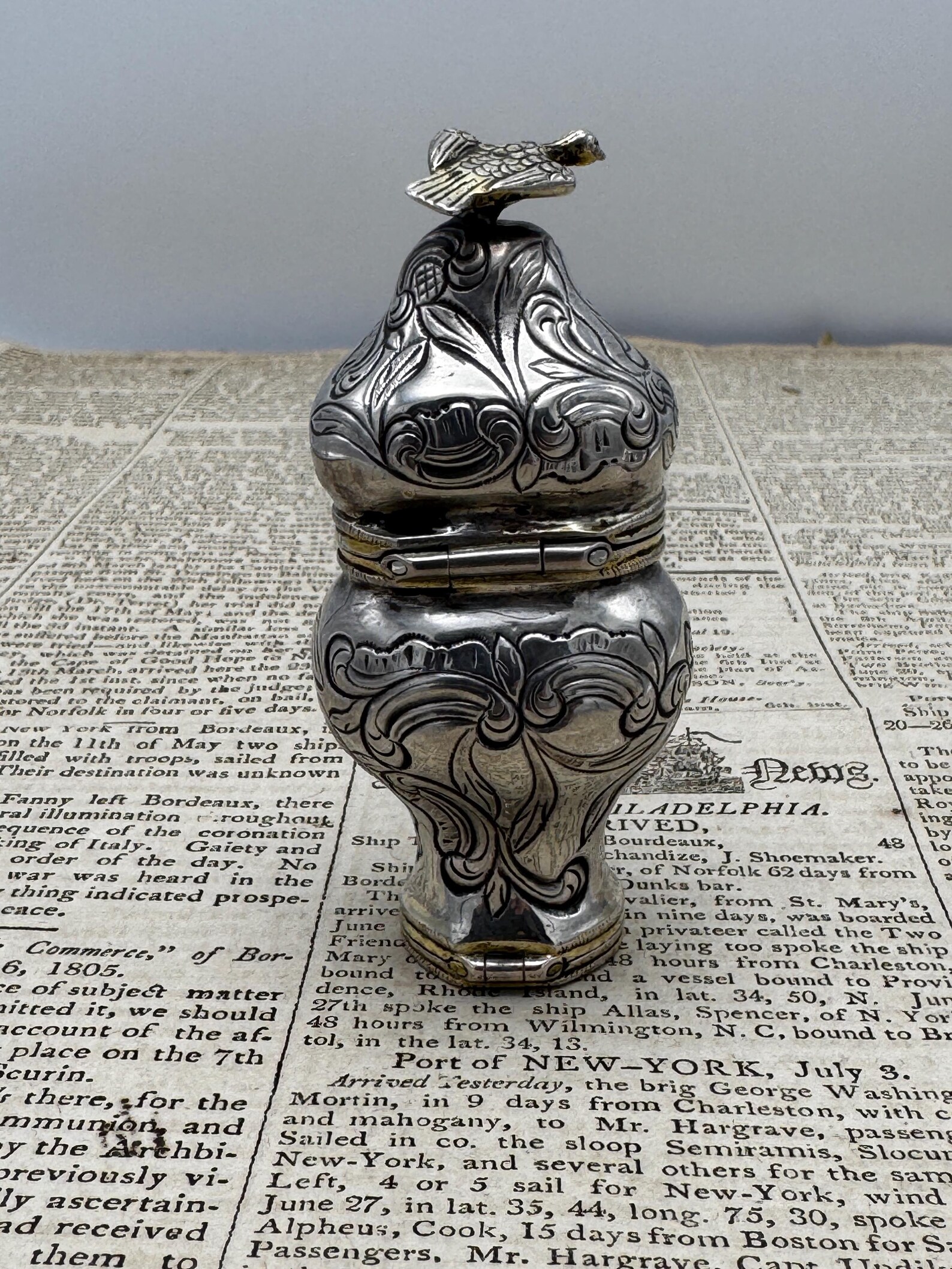 18th Century Danish Silver Vinaigrette Spice Box Rococo Bird Finial Etsy 18th-century-danish-silver-vinaigrette-spice-box-rococo-bird-finial-etsy
