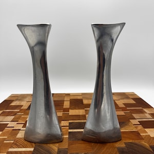 Vintage Nambe 1960&#39;s Pair of Mid-Century Modern Candle Holders