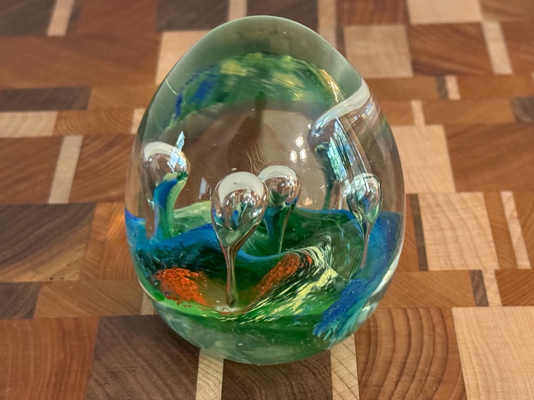 アートガラス マルチカラー トラップバブル ペーパーウェイト - Etsy 日本