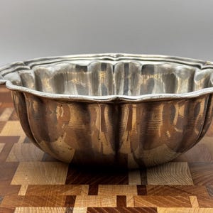 Antique 19th Century .800 Silver Bowl | Scalloped Rim & Melon Shape | Italy/Germany | Elegant Vintage Decor for Entertaining in Style