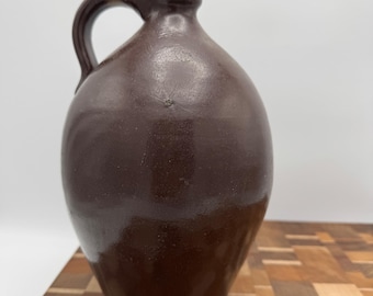 Antique Salt-Glazed Stoneware Jug, Rich Brown Glaze, Late 19th/Early 20th Century