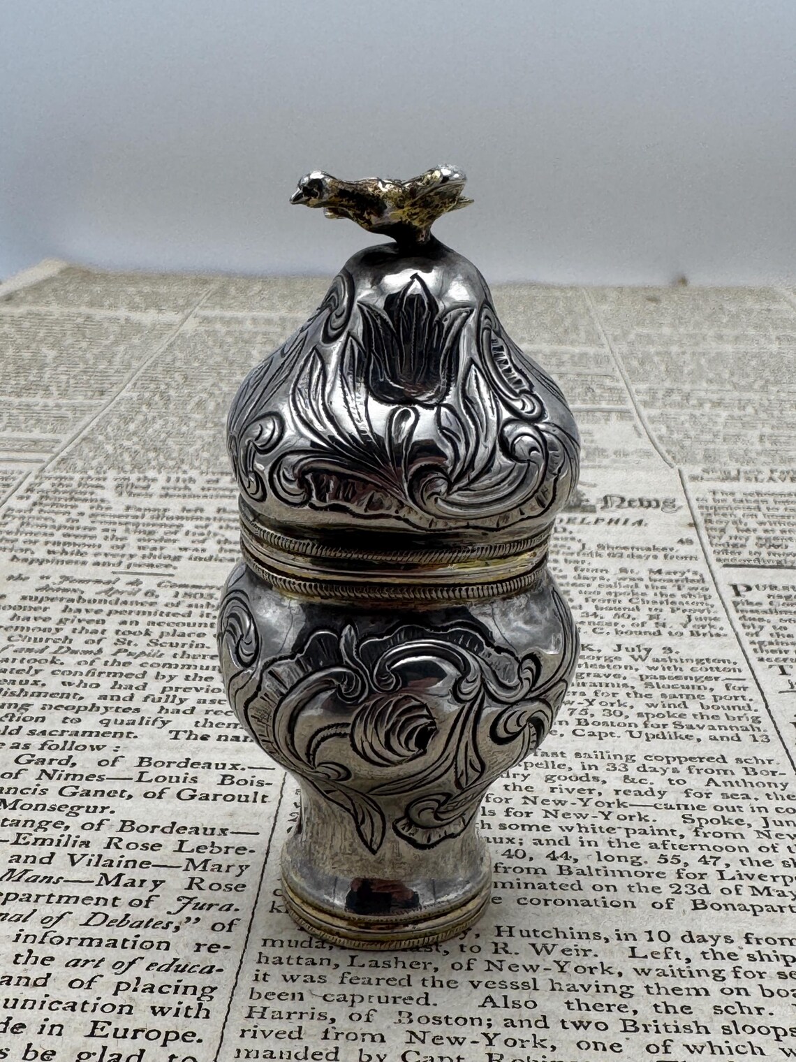 18th Century Danish Silver Vinaigrette Spice Box Rococo Bird Finial Etsy 18th-century-danish-silver-vinaigrette-spice-box-rococo-bird-finial-etsy