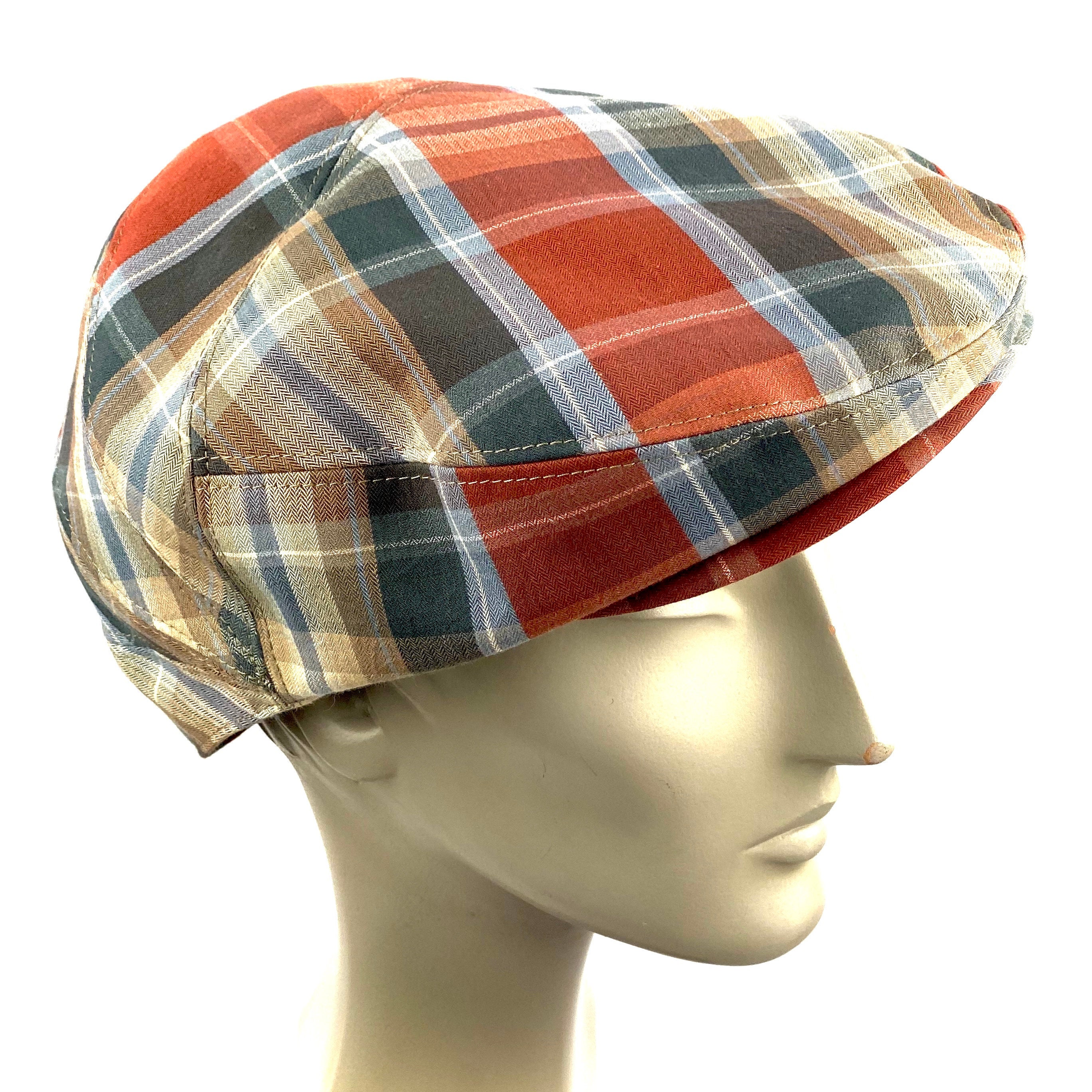Extralarge Plaid Flat Cap, Oversized Brown Flat Cap, Xxl Brown Plaid