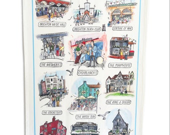 Colourful Brighton Pub Tea Towel