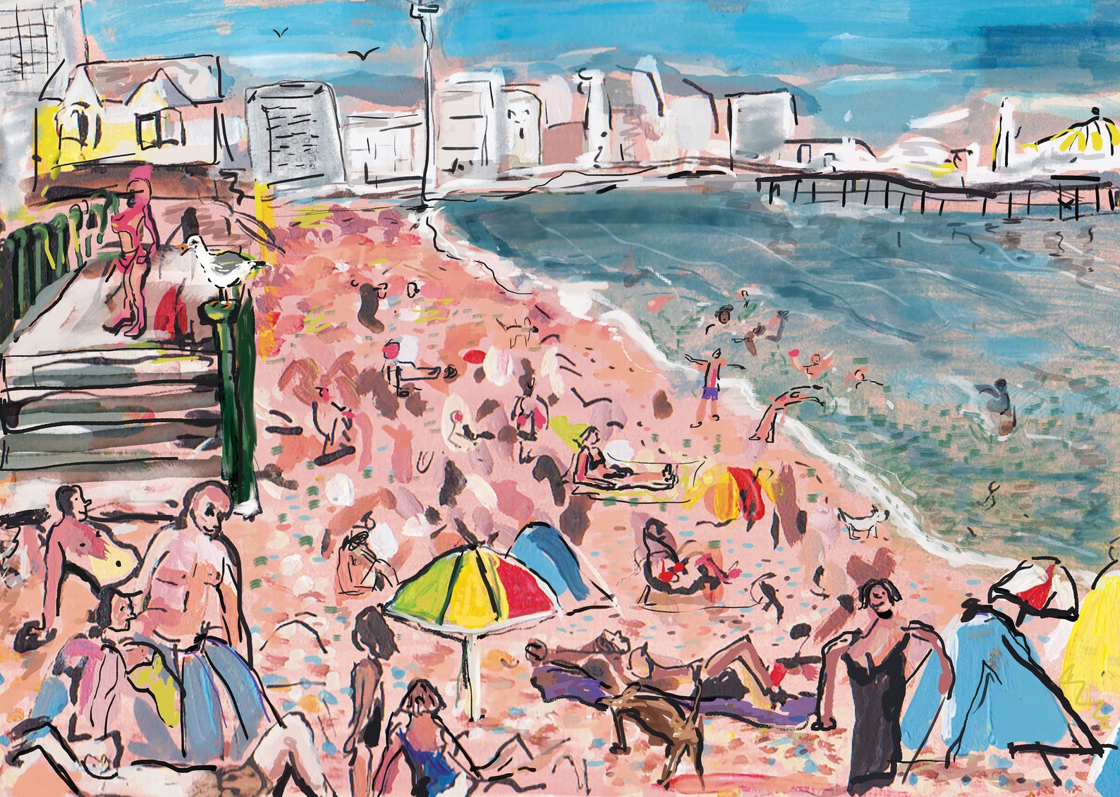 A3 Fine Art Print of Brighton Beach Etsy