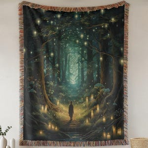 Magical Forest Medieval Tapestry, Mystical Nature Woven Decor, Enchanted Tapestries for Home, Fantasy Art Hanging, Boho Wall Decor